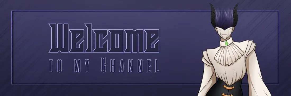 Welcome channel banner with horned character