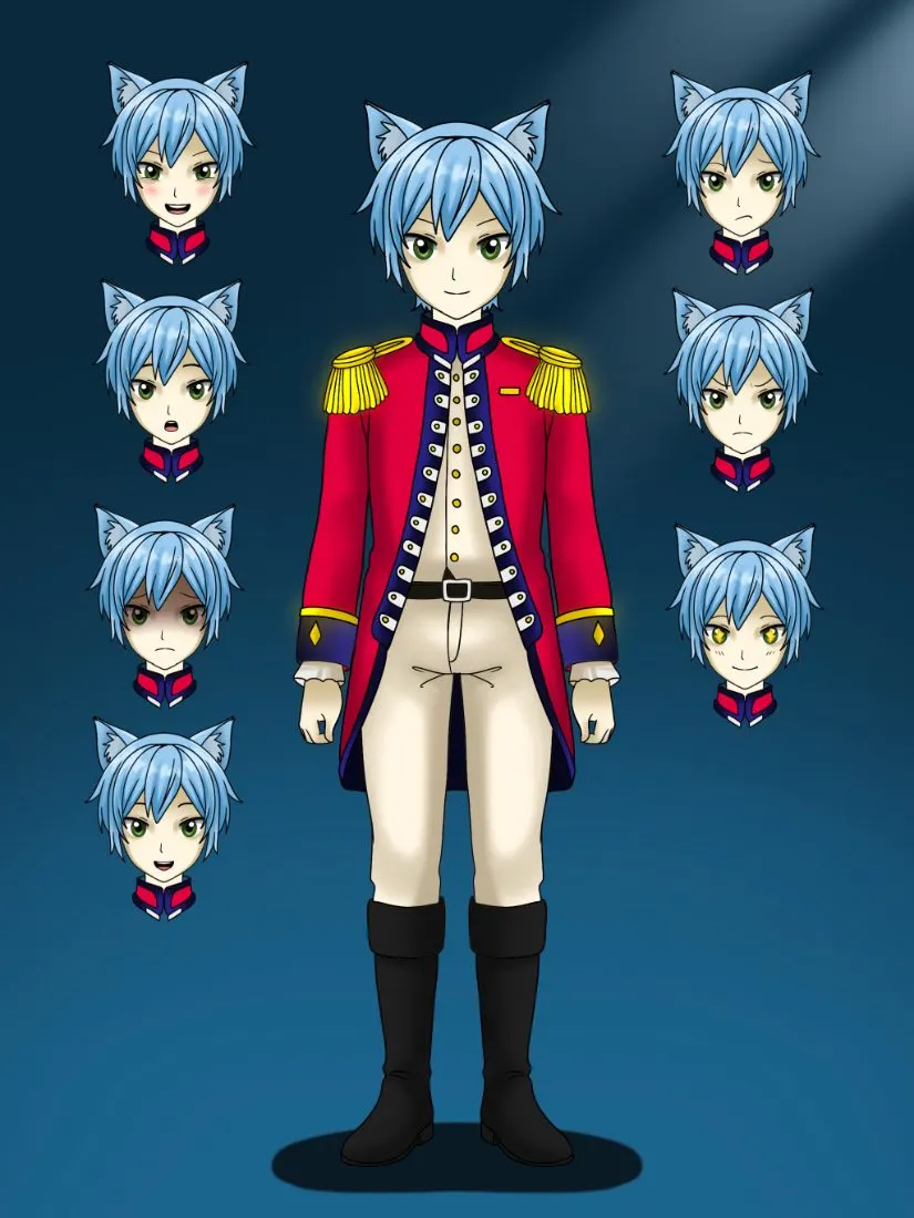 Cat-eared admiral Live2D model with expression sheet