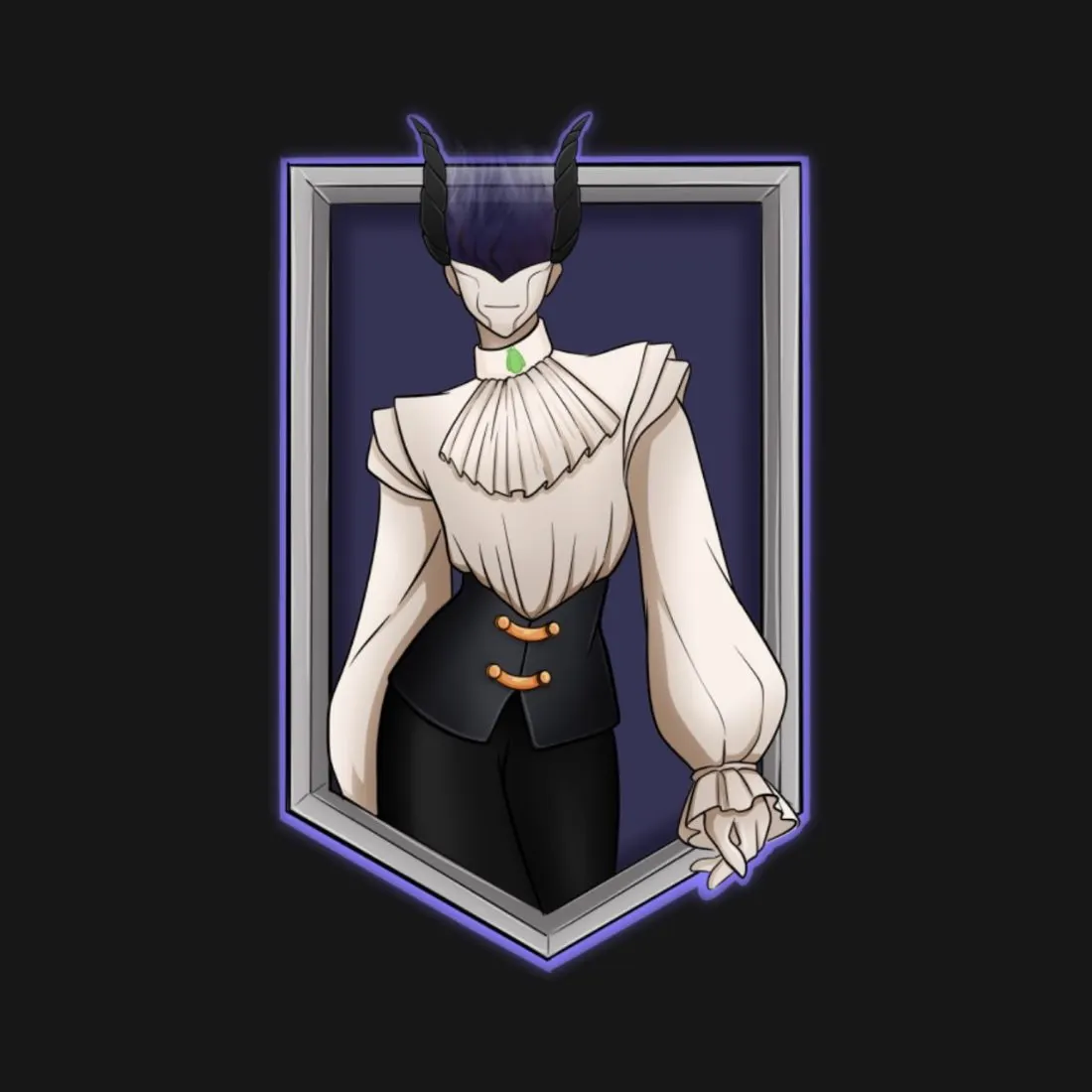 Horned masked character portrait